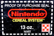 Nintendo Cereal System Proof Of Purchase Seal