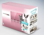 A Pearl Pink Nintendo 3DS bundled with Nintendogs + Cats: French Bulldog & New Friends