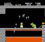 Luigi luchando contra Bowser en Super Mario Bros