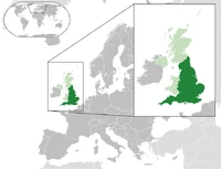 Ubicación de Inglaterra en Europa.