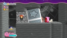 Kirby puede usar la súper absorción para aspirar a bloques y enemigos gigantes.