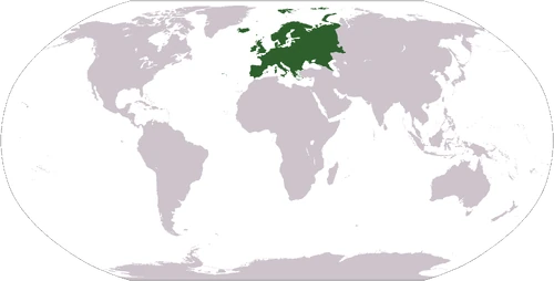 Ubicación de Europa en el mundo.