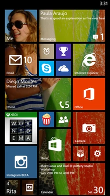 Menú de inicio de Windows Phone.