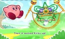 El calcetín mágico de Zur-Zir envía a Kirby al Reino de las telas.