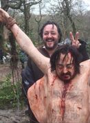 Ivan Kaye with his fake self after shooting the Blood Eagle.