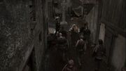 The Vikings sneaking inside the village.