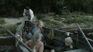 Lagertha, Athelstan, Bjorn, and Gyda flee the Attack on Ragnar's Farm in Raid