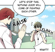 Uchan comes to the scene to stop a fight, not start another one. Honest.[33]