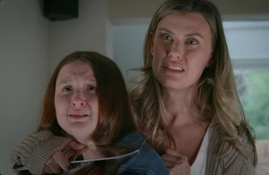 Jasmine holding Ashley Daniels at knifepoint