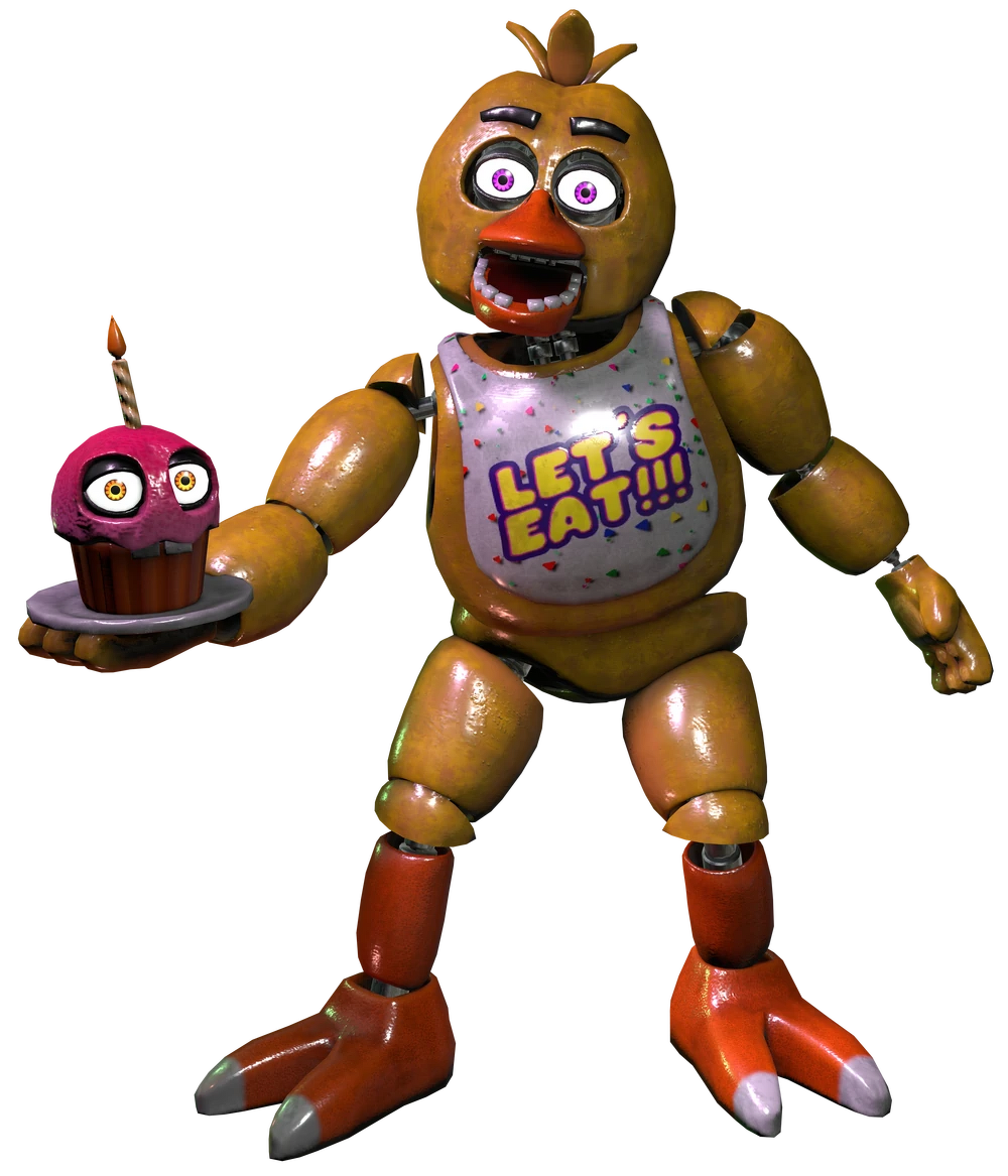 205046 - safe, artist:bootsdotexe, withered chica (fnaf), animatronic,  bird, chicken, fictional species, galliform, robot, five nights at  freddy's, 2017, bib, eyelashes, female, looking at you, purple eyes,  signature, simple background, solo, transparent