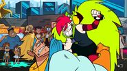 Demencia raises her fist for the big finish