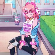 "Hello my followers! I'm taking some time to wind down after patrolling and wanted to share this new shirt with all of you. It's my own design! What do you think?"