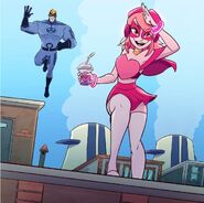 "Hello my followers! Still on duty helping my friend Omega's patrol of the city! A good tip sent us on Coyote's trail so we're vigilant! We'll find him for sure! We both agreed this was a good spot for a pic, what do you think?"