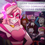 "Nothing makes me happier than helping those who need it, my followers!! I attended to the grand opening of the Parasol Society's Community Center in Atreno. These poor people have no one to take care of them, so I will do my best to protect them!! Remember that #SuivezMoi is coming soon!!"