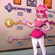 "Hello my followers!! What a thrill to finally be able to add the Atreno City Key to my collection!! Oh, but I'm not doing it for the recognition, I'm doing it because protecting the innocent and defeating the villains is the right thing to do!! It looks super pretty, don't you think? I hope you all share my excitement and remember that #SuivezMoi gets closer every day!!"