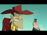 Crook observant Lucky Luke avec son associé Bartleby.