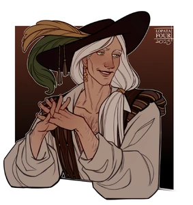 Aurane Waters, half-brother of the late Lord Velaryon. Sworn to the Iron Throne since his capture in the Battle of the Blackwater. Named Grand Admiral by Queen Cersei Lannister just because she found him handsome and sassy, only for him to ultimately betray her and flee from King's Landing with Cersei's newly constructed royal fleet of dromonds, to sail to the Stepstones as a pirate.