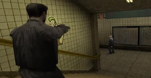 B.B. aiming at Alex Balder.