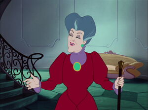 Lady Tremaine greeting the Grand Duke when he arrives at her house.