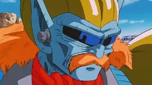 Dr. Myuu's evil stare, watching Super 17 fight the Z Fighters.