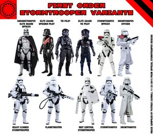 Different variants of the First Order Stormtroopers