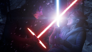 Kylo corners Rey on the edge of a rift and offers to train her.
