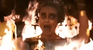 Mrs. Lovett's death as she's shoved into the furnace by Sweeney.