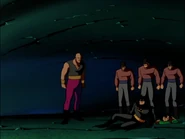 Ubu watching Batman get subdued by his temporarily insane master