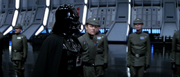 Darth Vader tells Moff Jerrod to get back on schedule.