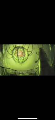 Early Concept Art of Emperor Grimm with his master, Omni, in color.