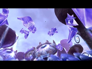 Reflux's death as he shatters apart.