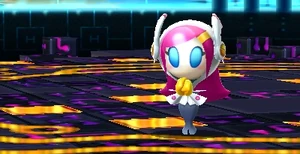 Susie wishing Kirby good luck as he chases Star Dream.