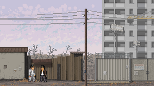 The protagonist carrying out his sixth assassination near the construction site.