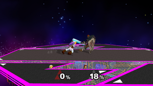 Link fighting Ganondorf in Super Smash Bros. Melee.