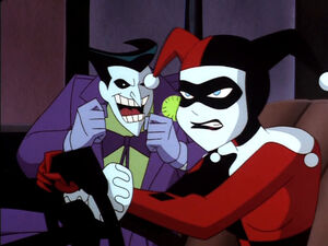 Harley and Joker having an argument.