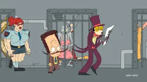 Skinny in a new cell, having eaten another inmate.
