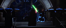 Vader and Luke fighting once again on the second Death Star.