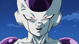 Frieza gets angry by Vegeta's provocation.