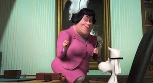 "In my opinion, a dog can never be a suitable parent to a little boy." - Grunion's evil grin.