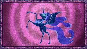 Nightmare Moon depicted in a story book.