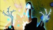 The Chairman screams in horror as he gets destroyed by the joy suministered by Molly McGee.