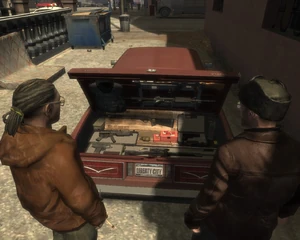 Little Jacob selling Niko weapons.