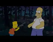 Bart nearly shooting the infected Homer.