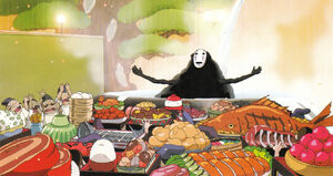No-Face with all the food