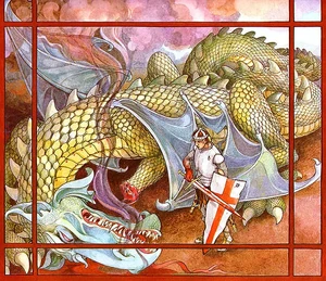 George kills the dragon.