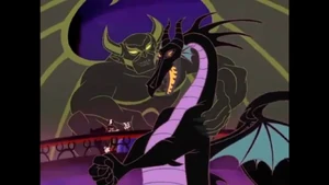 Maleficent In dragon form with Chernabog.