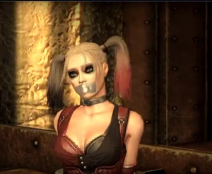 Harley Quinn tied and gagged by Talia al Ghul.