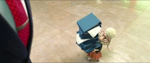 Bellwether holding binders containing municipal issues in Zootopia.