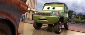Axlerod becoming further shocked when Mater guesses why he truly created Allinol.
