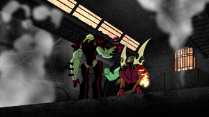 Vilgax analyzing Kevin, fascinated that he had absorbed DNA from the Omnitrix.